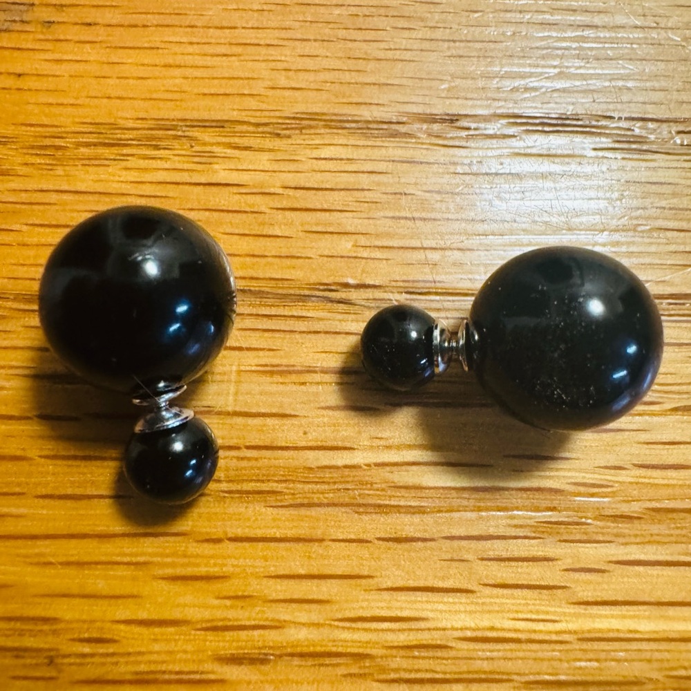 Black Double Ball Earrings